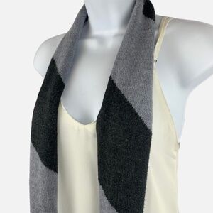 Old Navy Gray Black Color Block Striped Scarf - OS